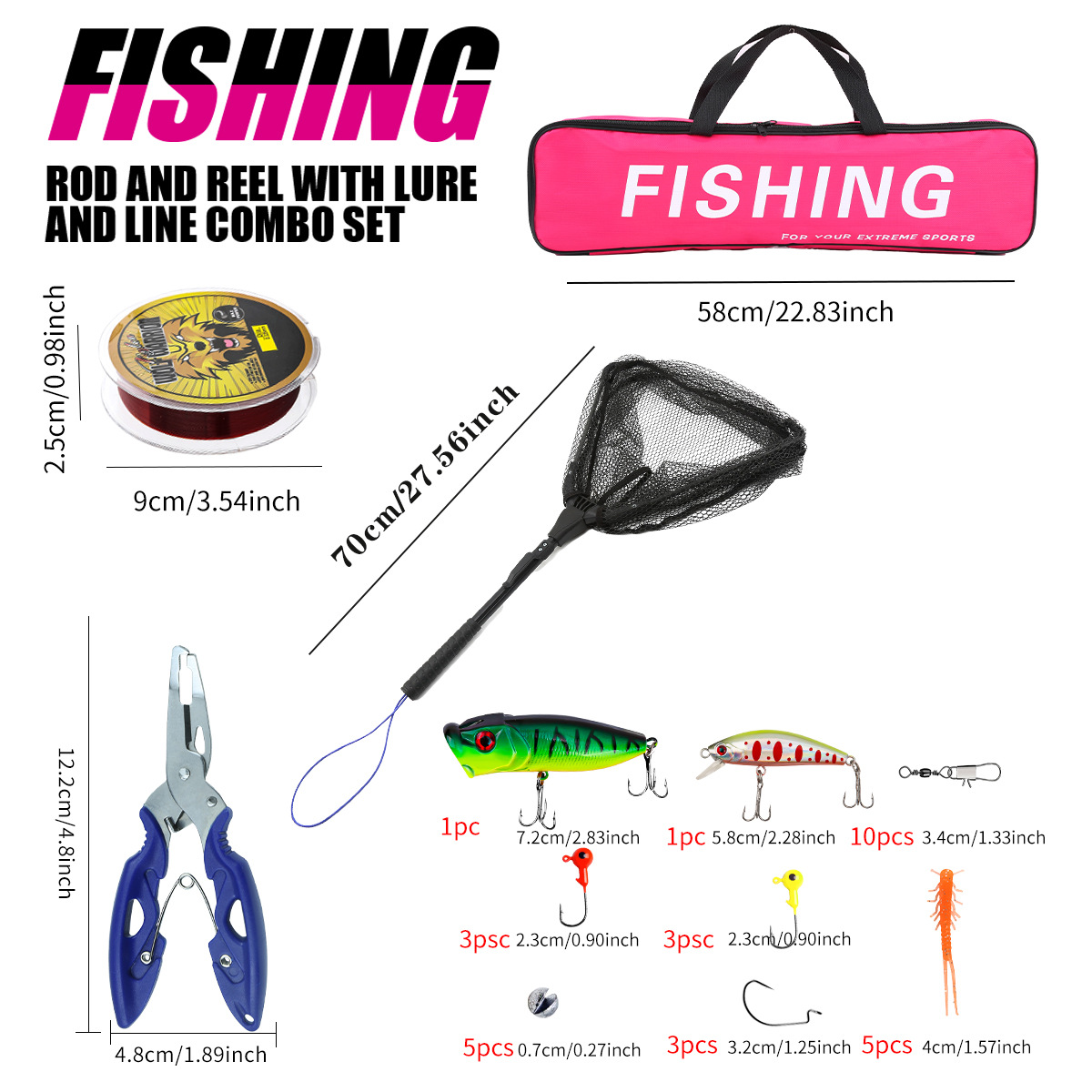 Fishing Pole Set Full Kits Wit - Fishing Rod Spinning recension och pris
